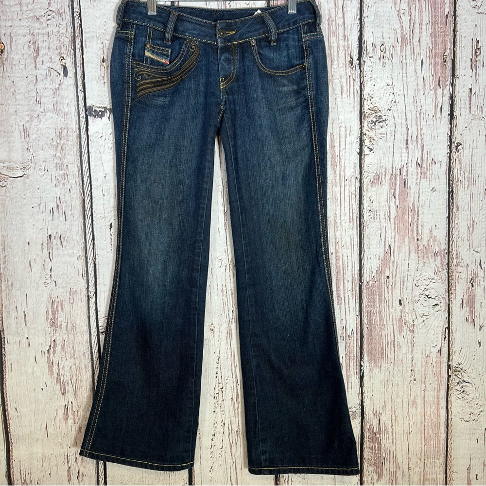 Diesel Ryoth Denim Embroidered Y2K Embellishment Bootcut Jeans Size 26 x 29